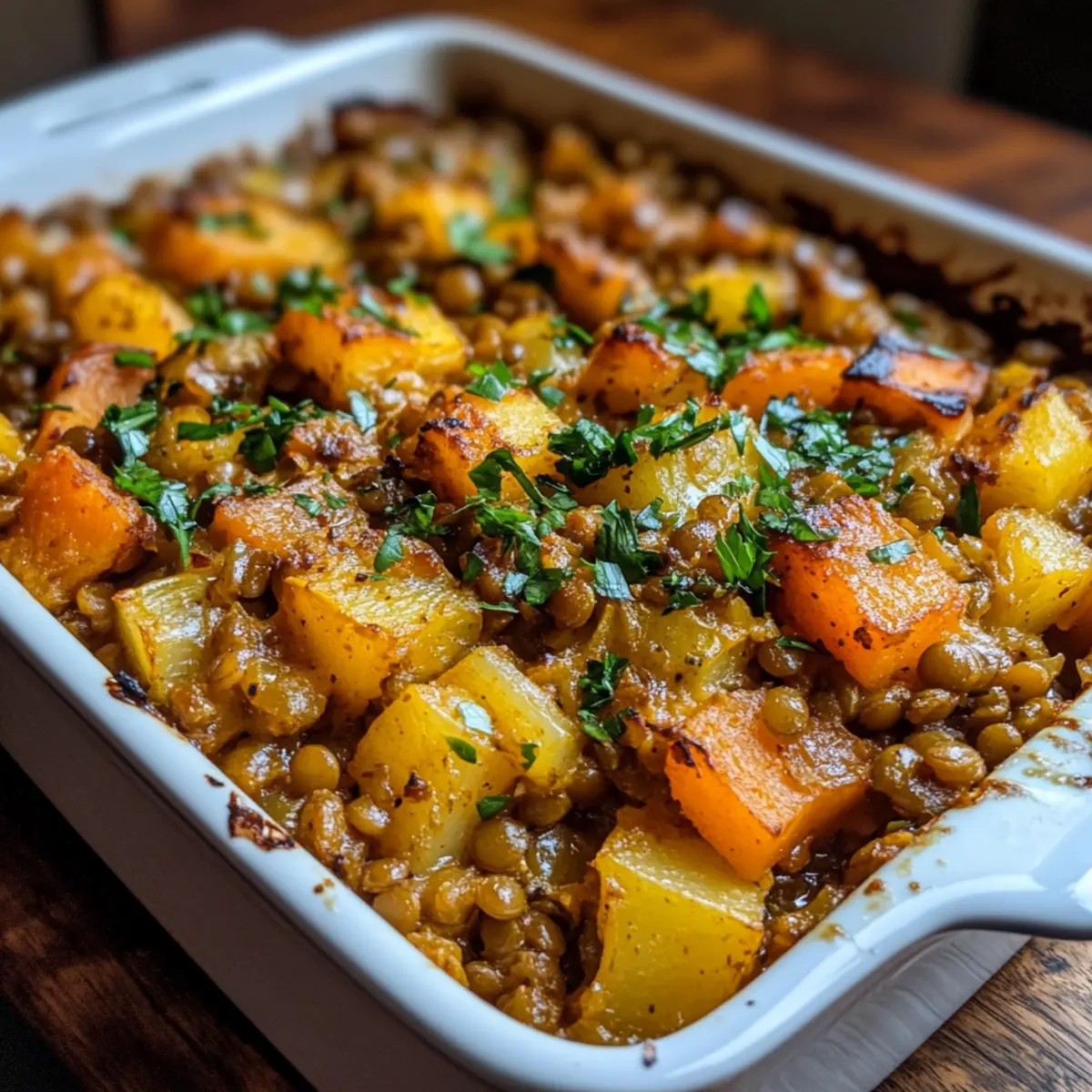 Spicy Root Vegetable and Lentil Casserole