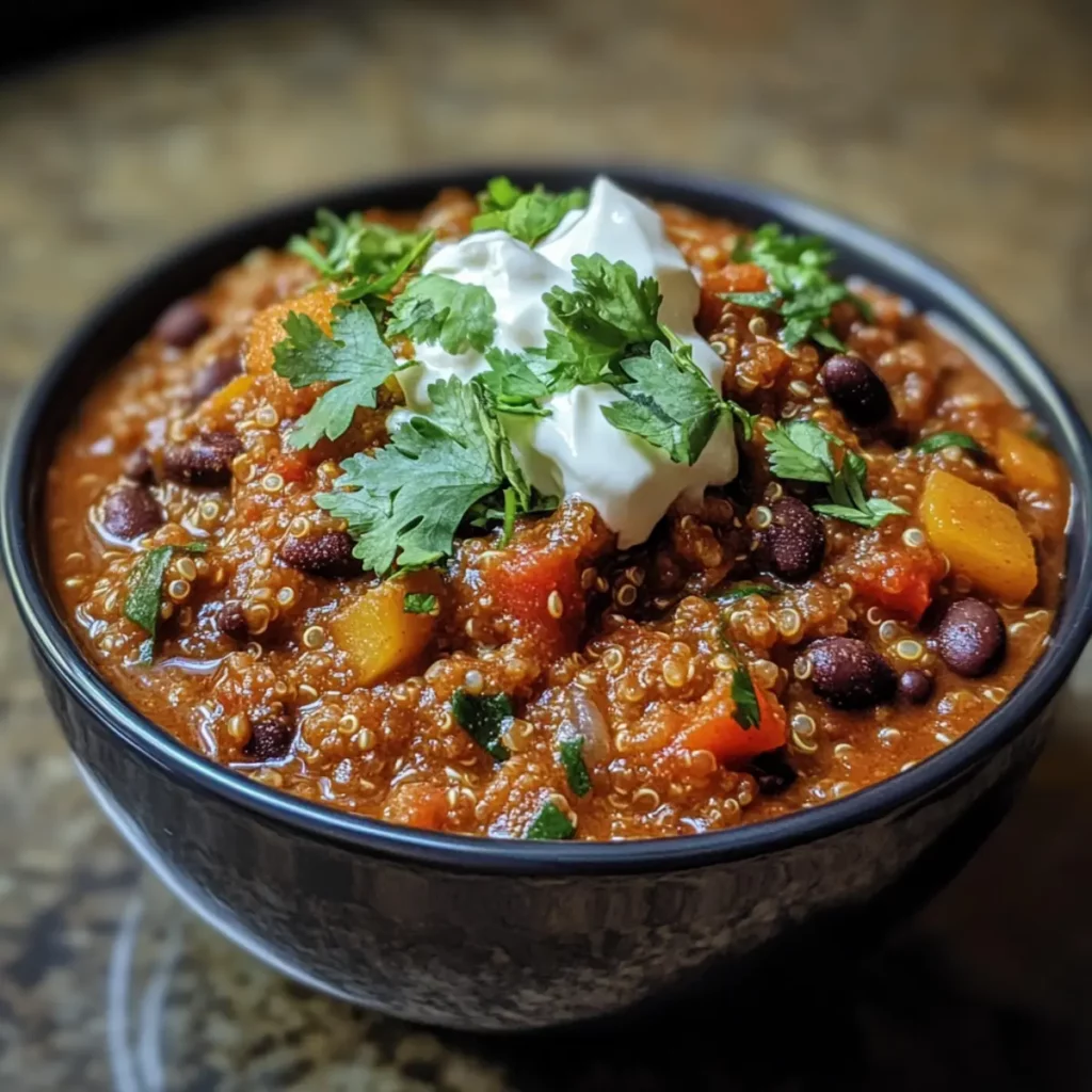 Hearty Black Bean and Quinoa Chili recipe
