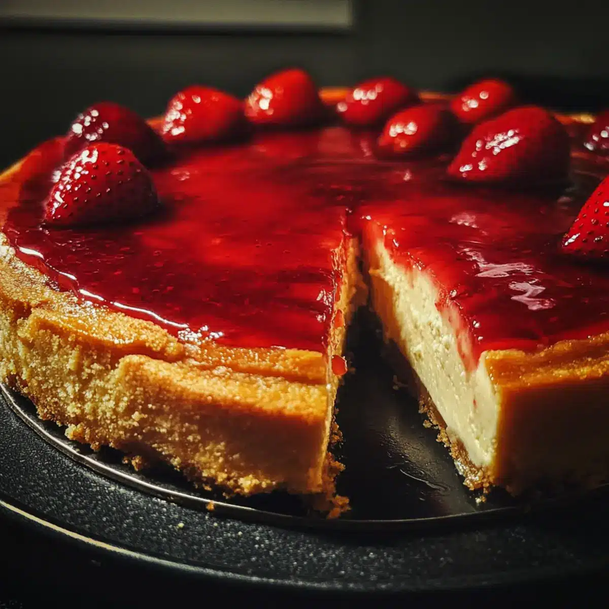 New York Style Baked Cheesecake with Strawberry Glaze