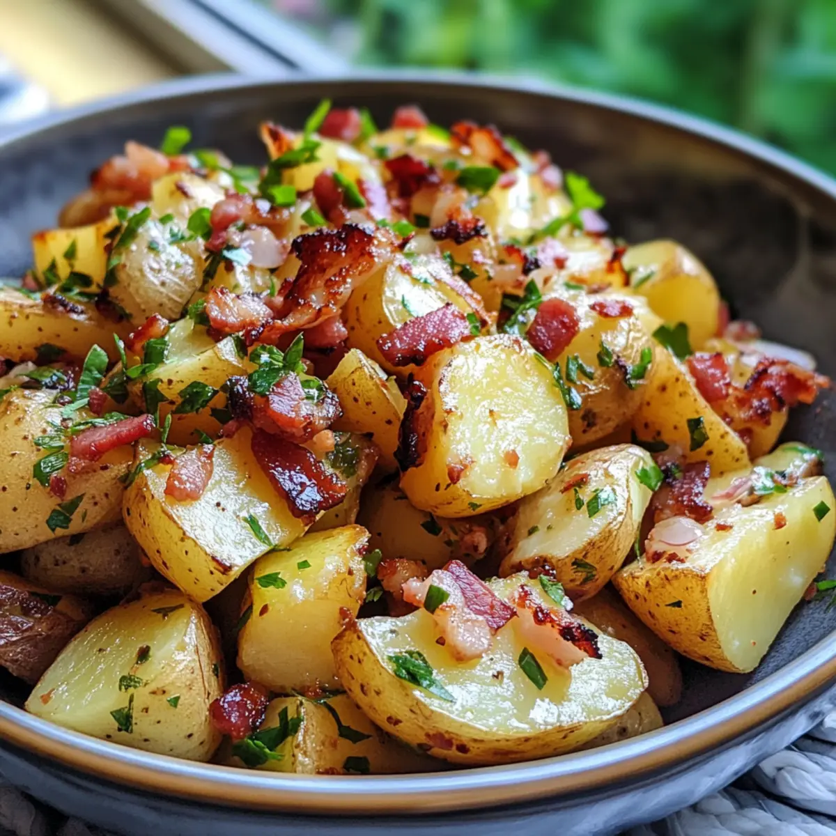 Warm Potato Salad with Air-Fried Potatoes and Bacon Bits