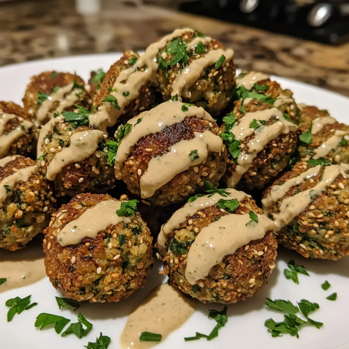 Baked Falafel Bites with Lemon-Tahini Drizzle recipe