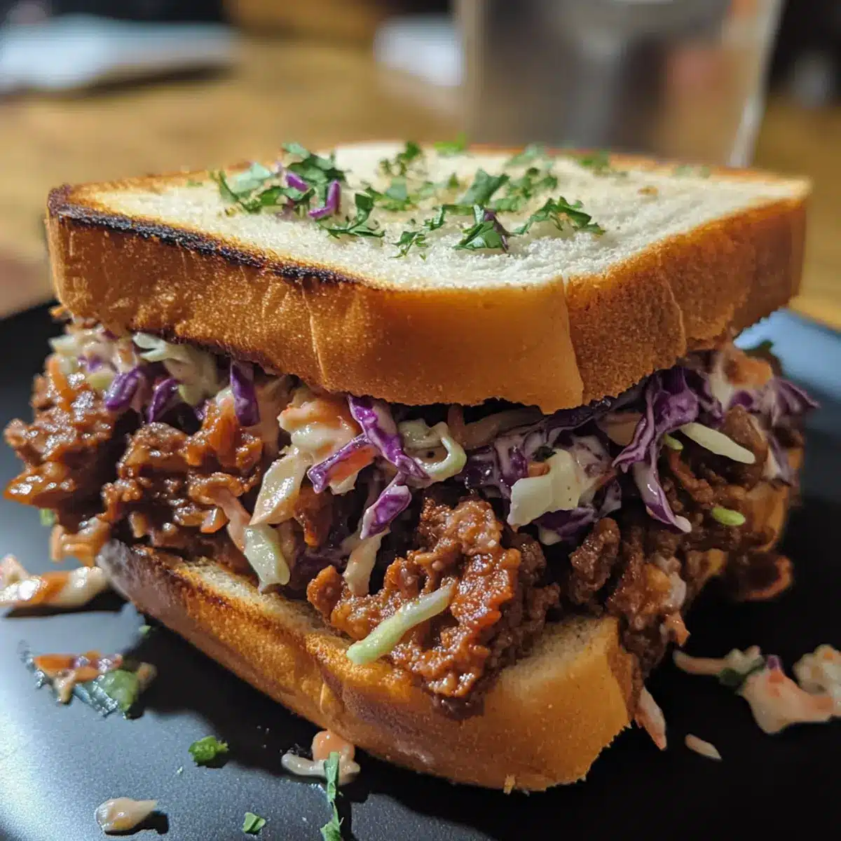 Jackfruit Beef Sandwiches with Coleslaw