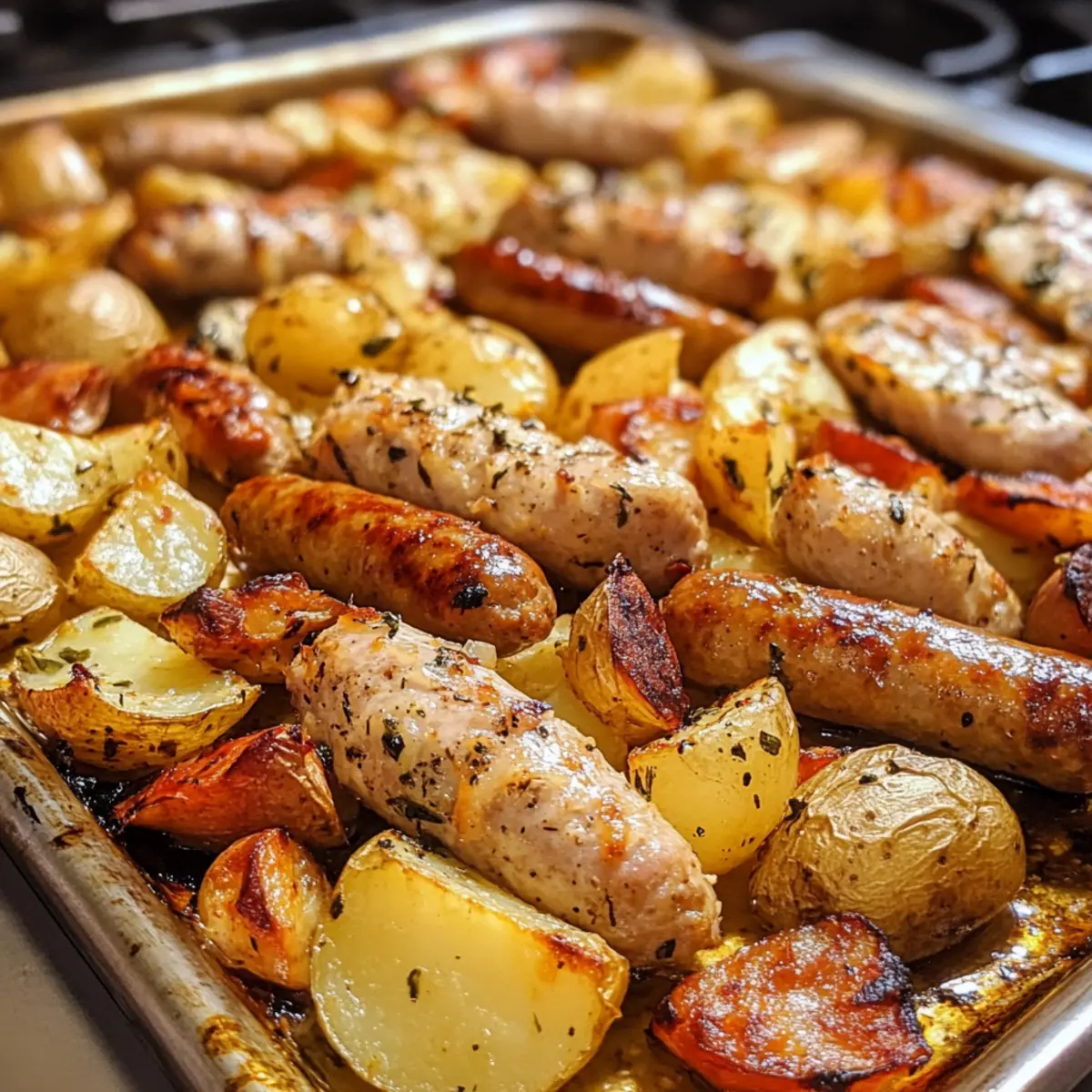 Sheet Pan Sausage Turkey and Potatoes