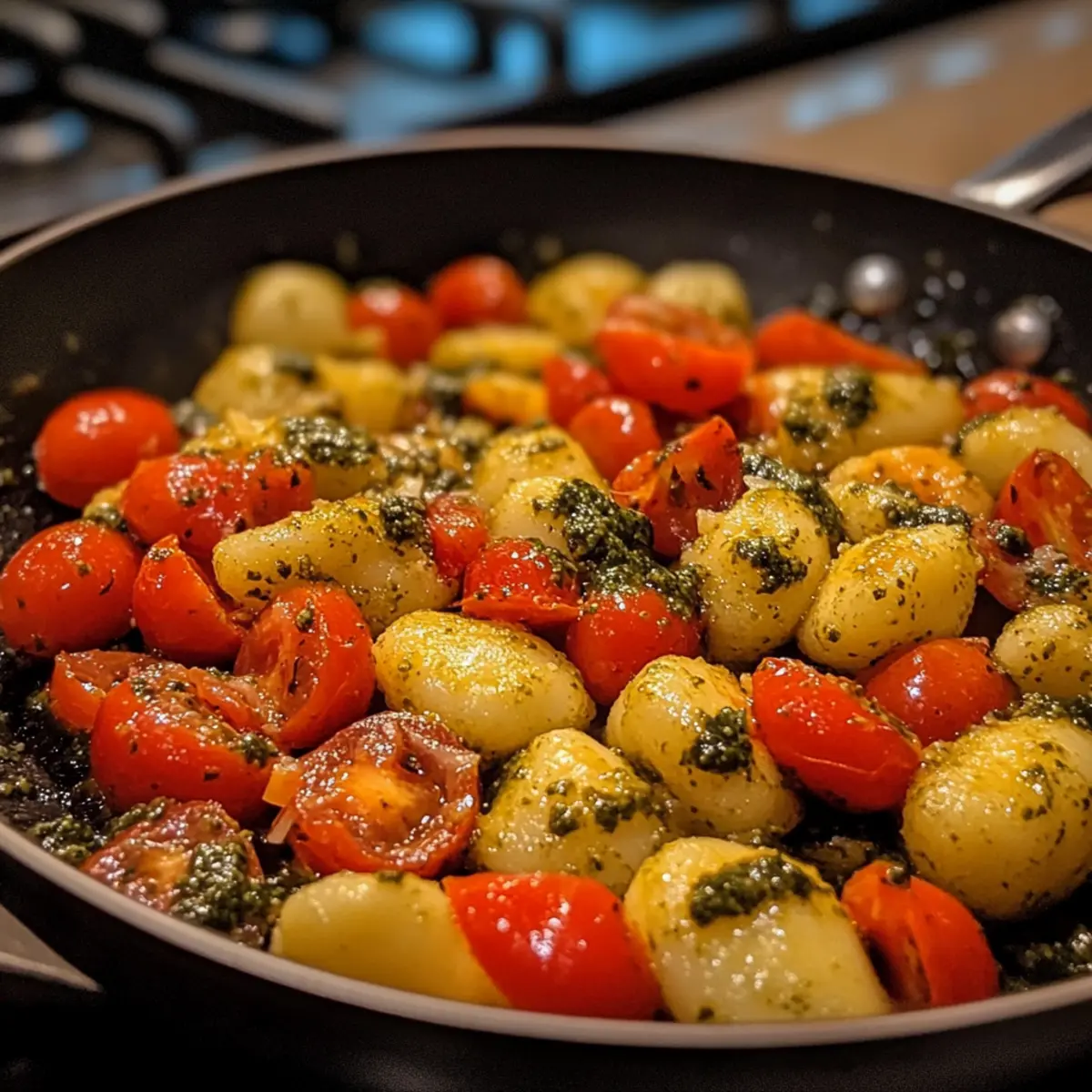 Pesto Gnocchi Skillet with Cherry Tomatoes recipe