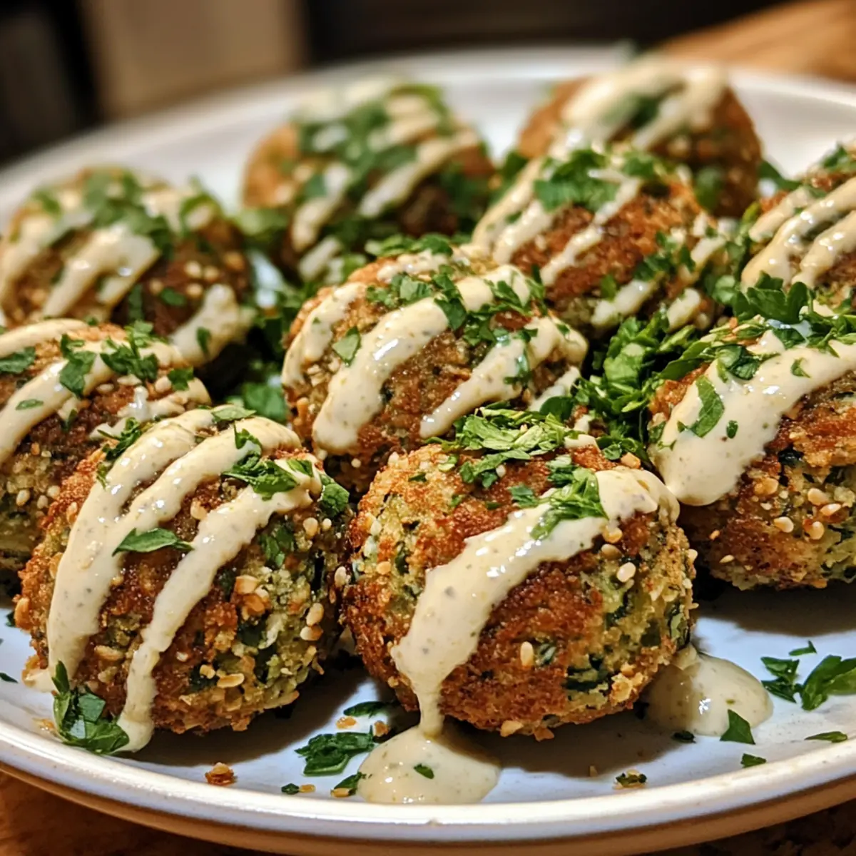 Baked Falafel Bites with Lemon-Tahini Drizzle