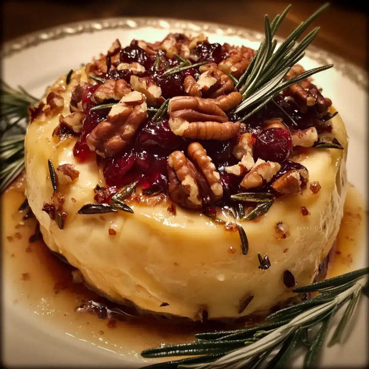Cranberry Pecan Baked Brie with Rosemary