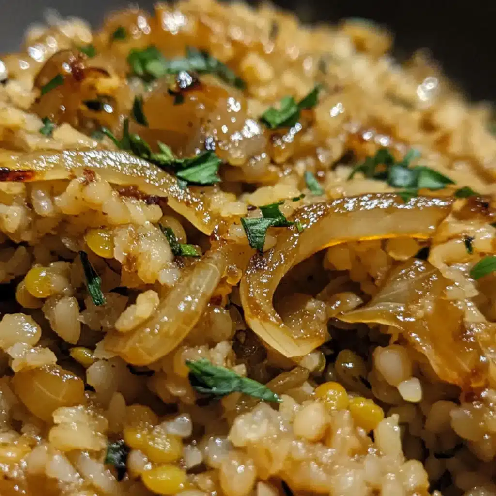 Lentil and Bulgur Pilaf with Caramelized Onions