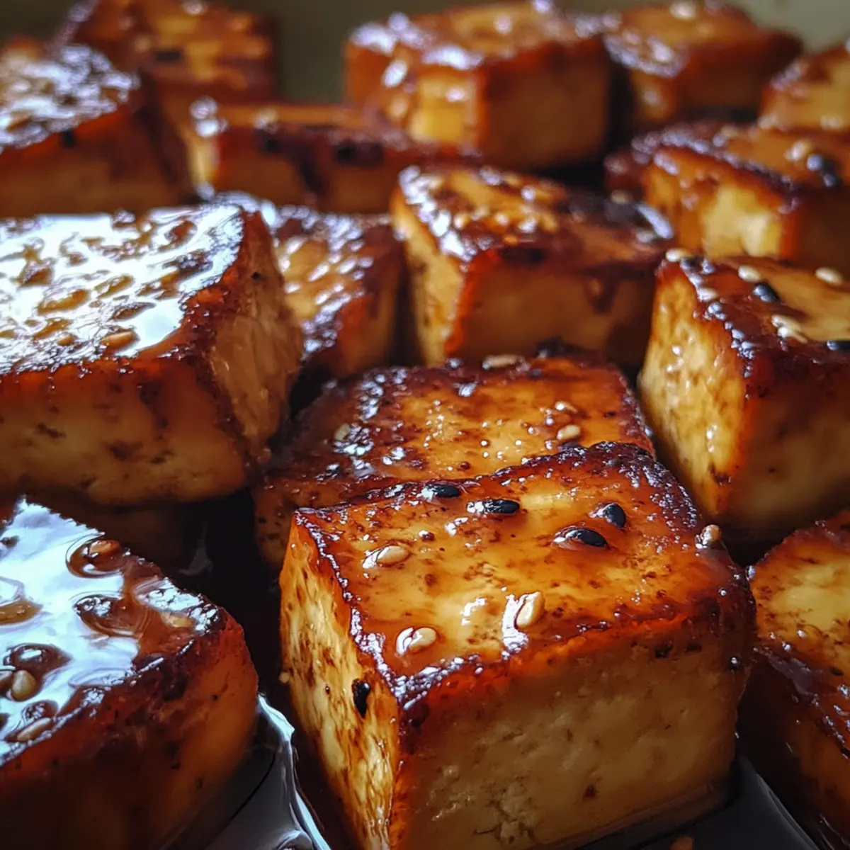 Baked Tofu Cubes with Mild Soy Glaze