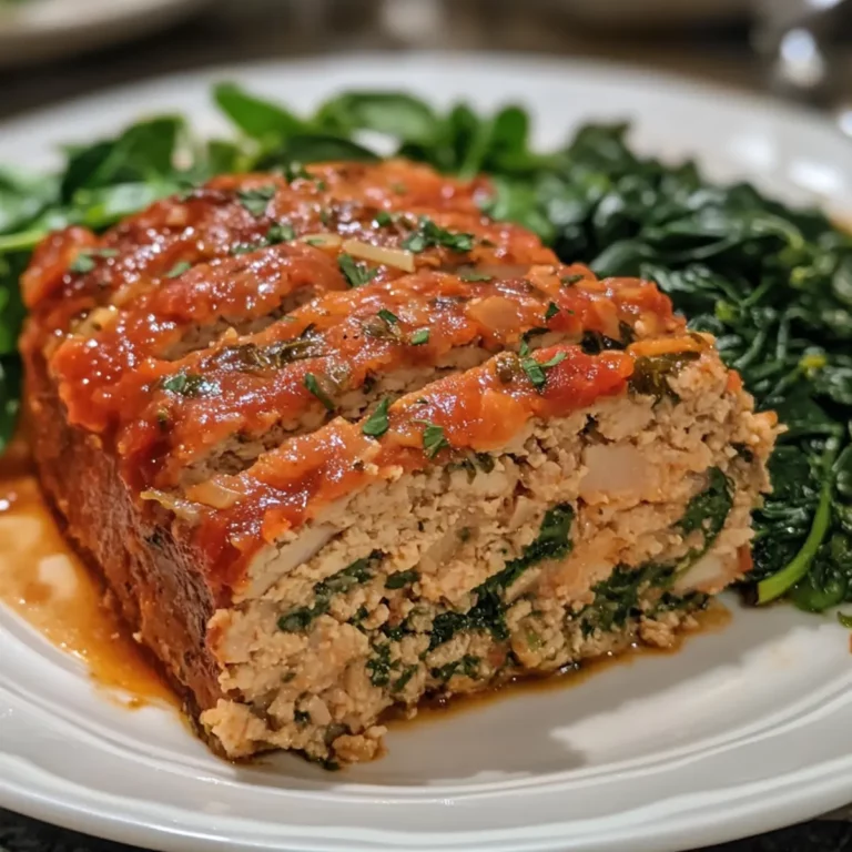 Mediterranean Turkey Meatloaf with Spinach