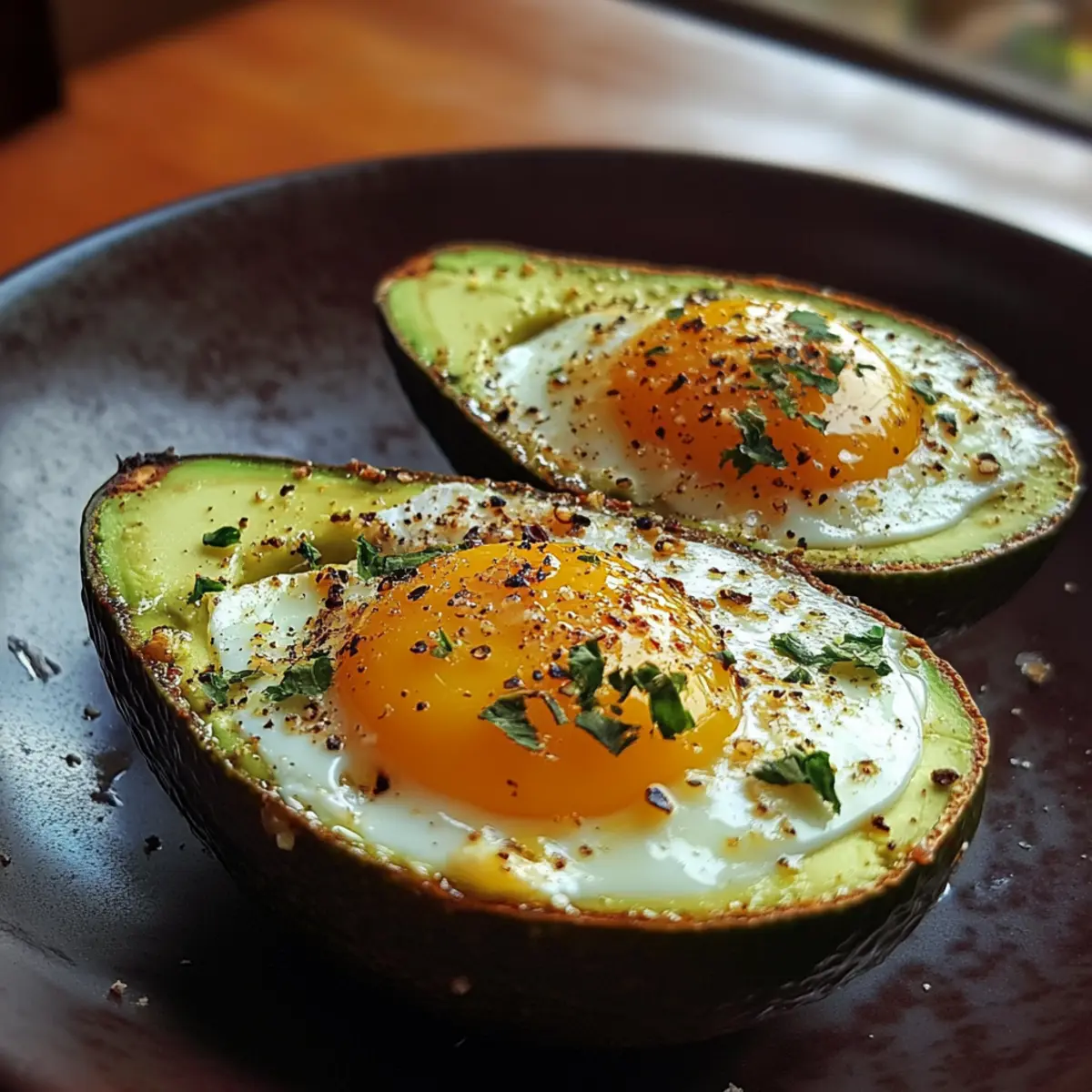 Baked Eggs in Avocado Halves with Sumac