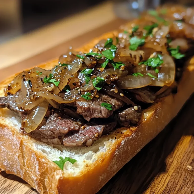 Peppery Steak and Caramelized Onion Baguette recipe