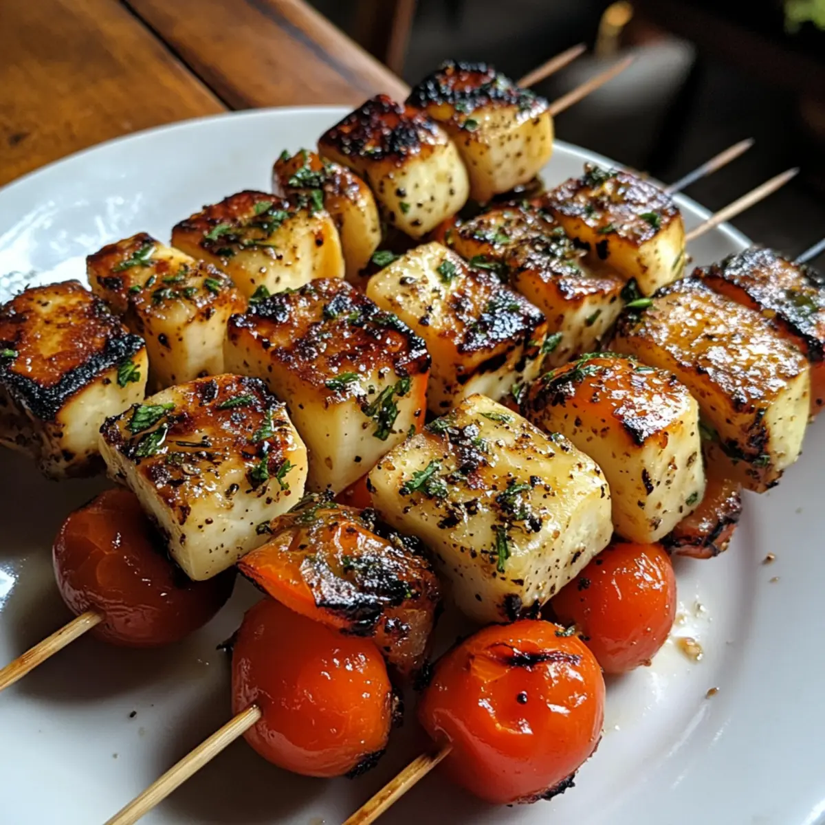 Grilled Halloumi and Cherry Tomato Skewers