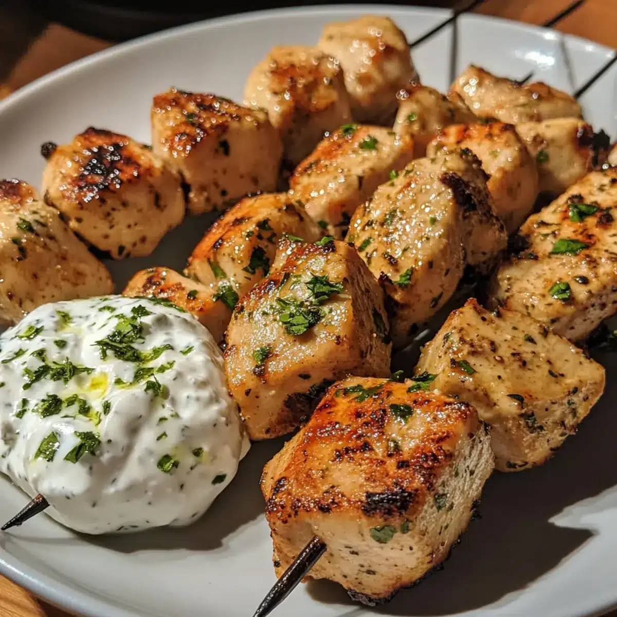 Chicken Skewers with Mint Yogurt Souvlaki recipe