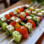 Greek Salad Skewers (Feta, Cucumber, Olive) recipe