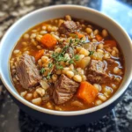 Slow Cooker Beef and Barley Soup with Thyme