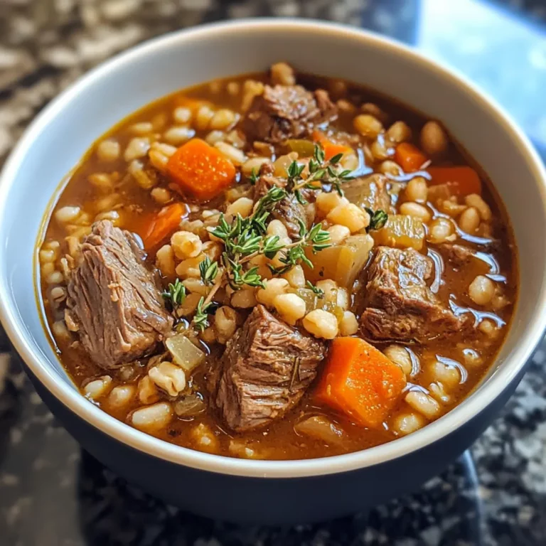 Slow Cooker Beef and Barley Soup with Thyme