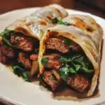 Garlic-Ginger Beef Strips in Flour Wrap