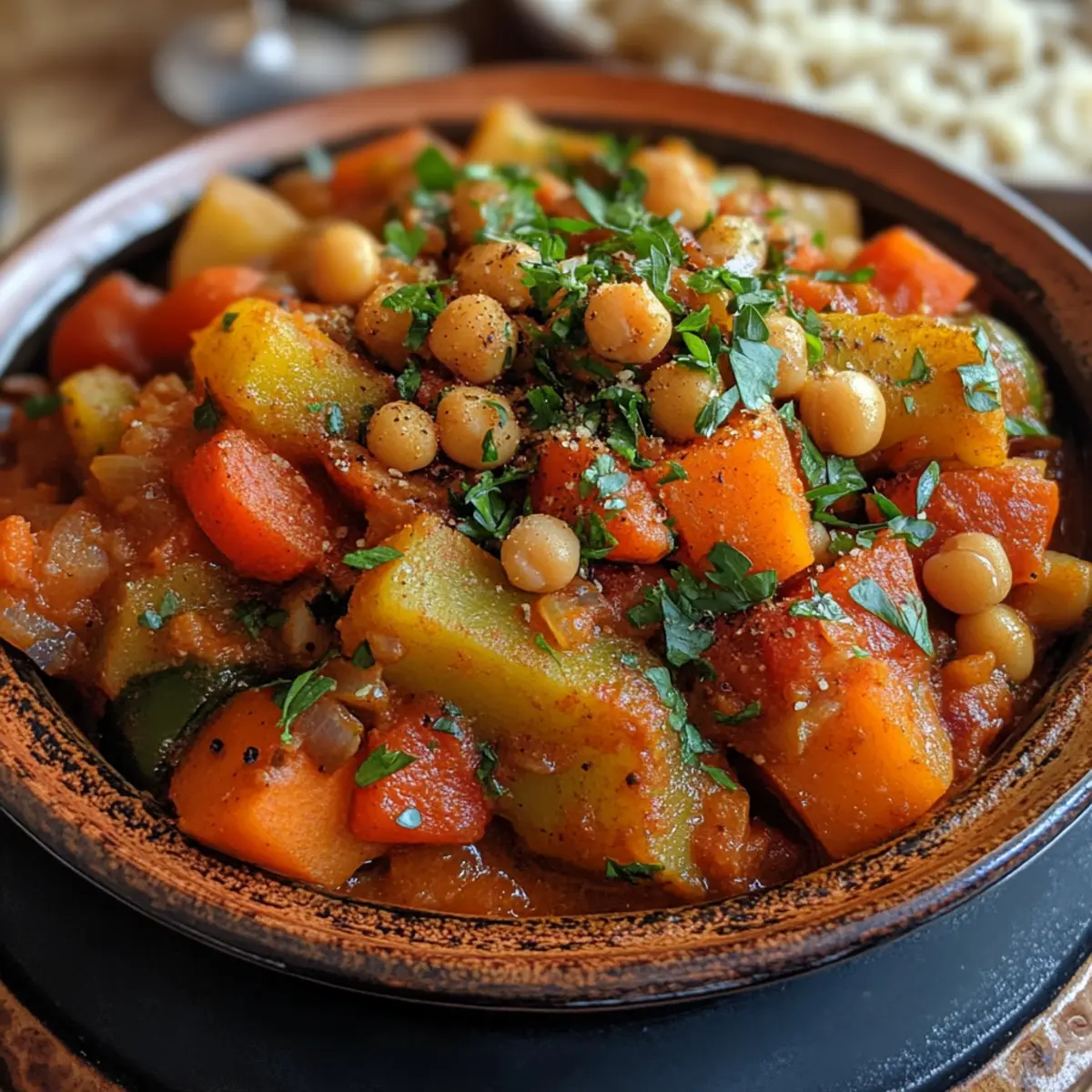 Moroccan Vegetable Tagine (No Chickpeas)
