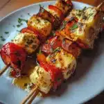 Greek Halloumi and Roasted Pepper Skewers recipe