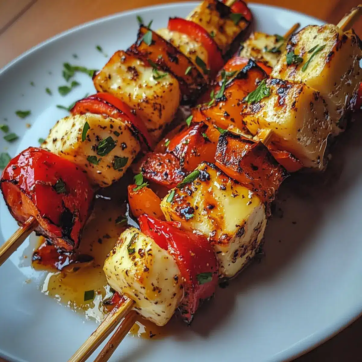 Greek Halloumi and Roasted Pepper Skewers recipe