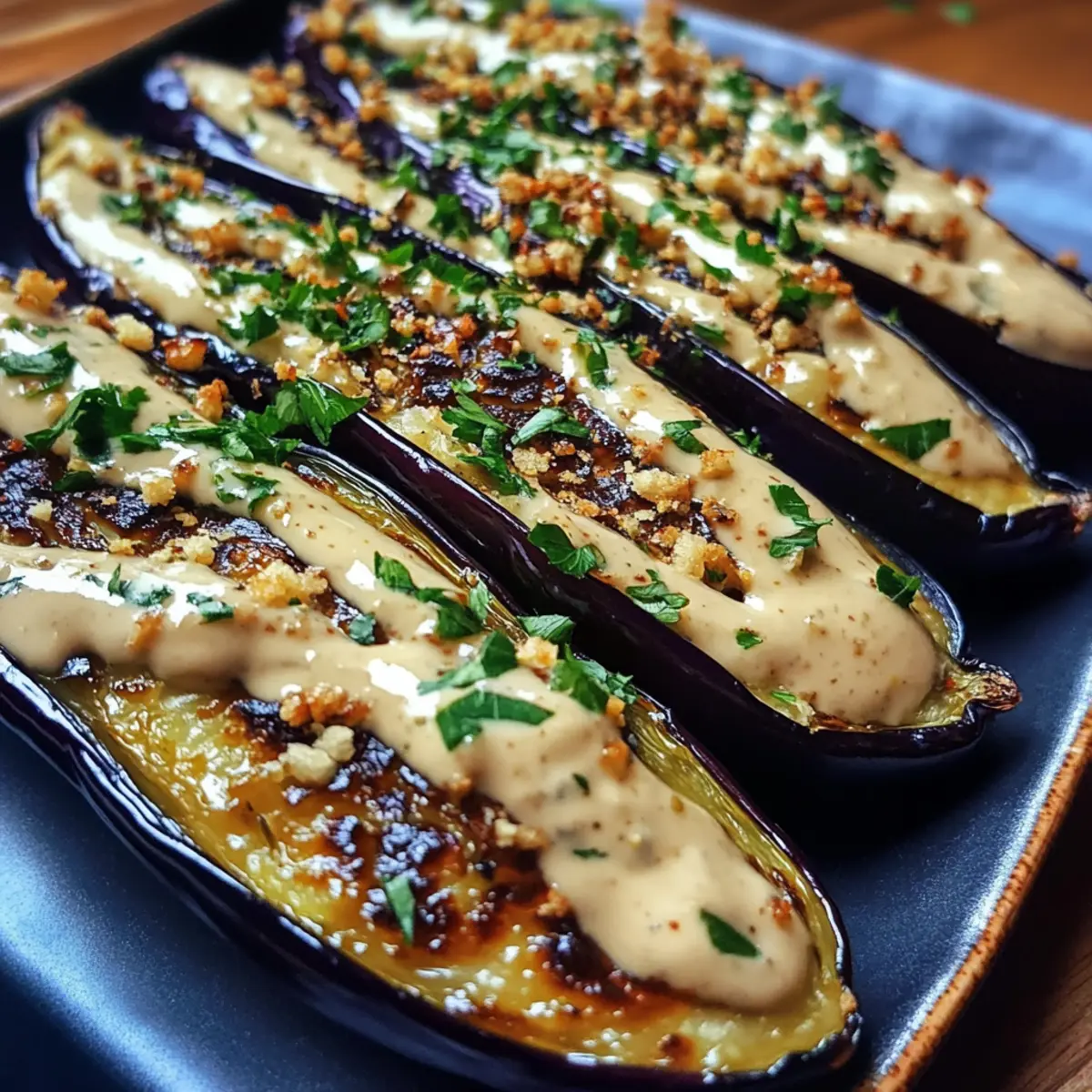 Roasted Eggplant with Garlic Tahini Drizzle