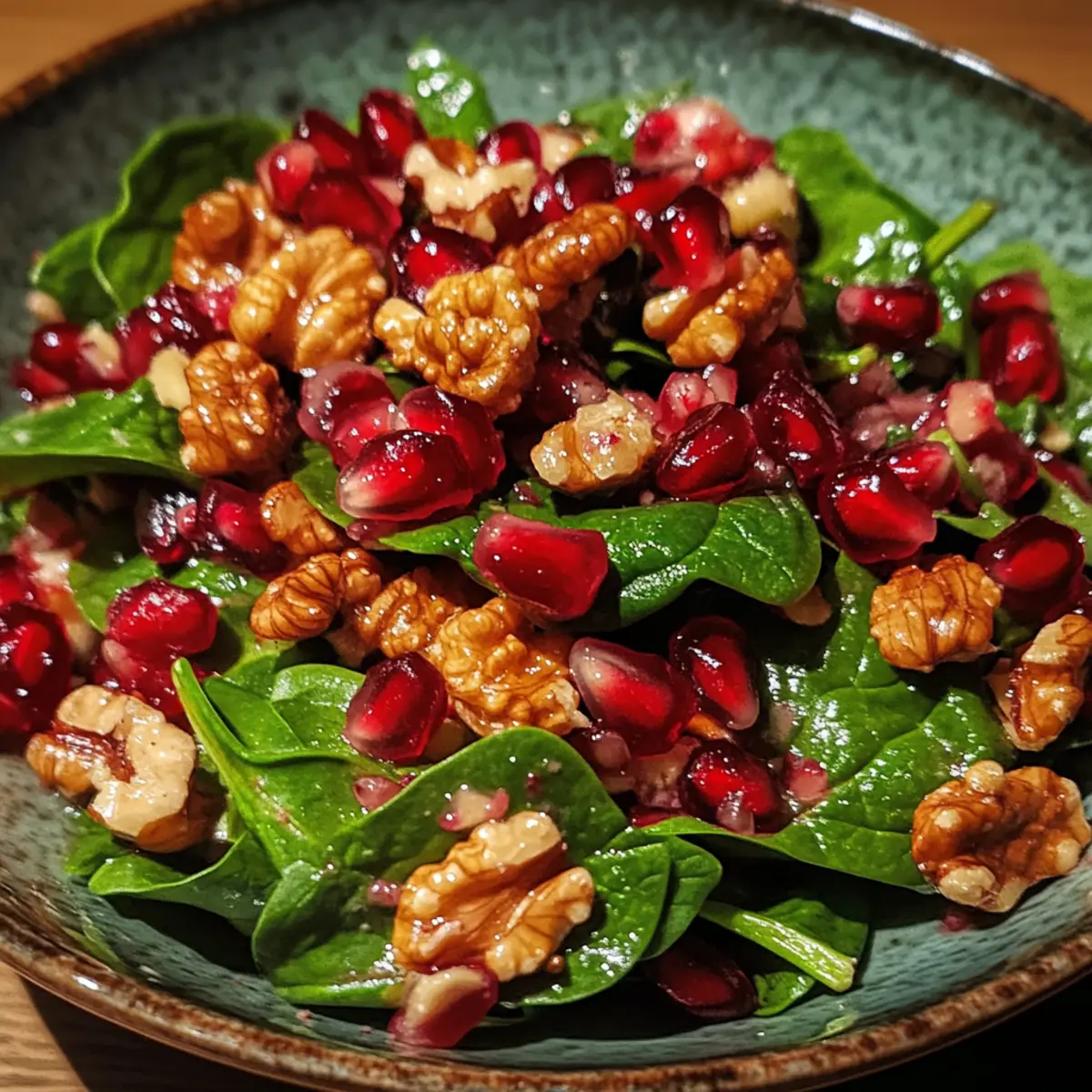 Pomegranate and Spinach Salad with Walnuts