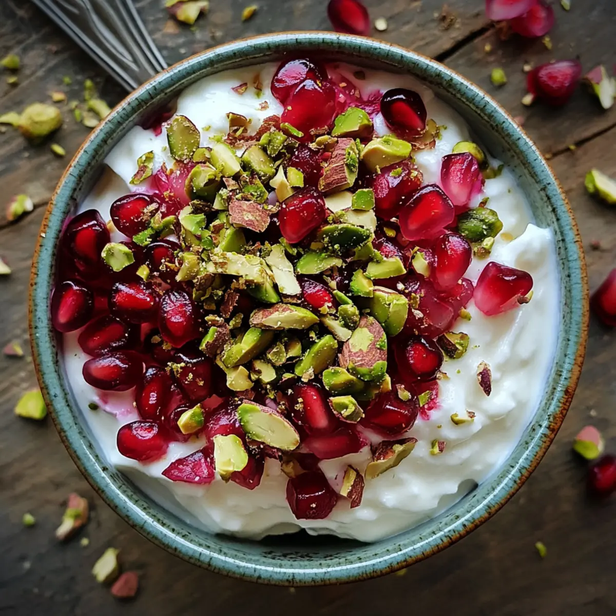 Pomegranate and Pistachio Topped Greek Yogurt