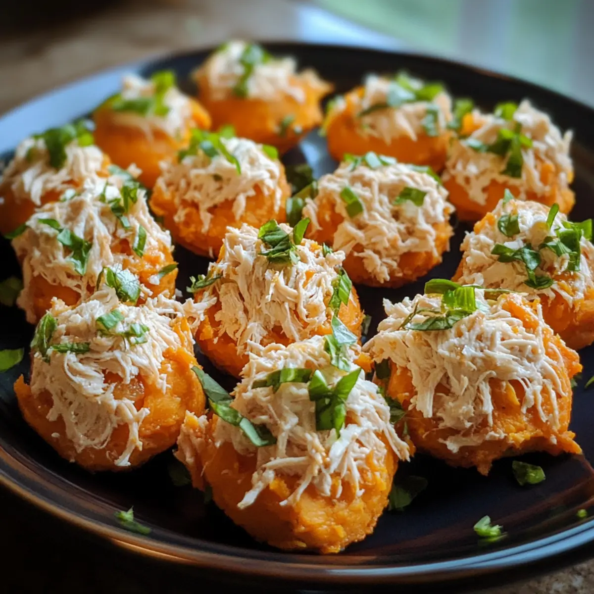 Shredded Chicken and Sweet Potato Poppers