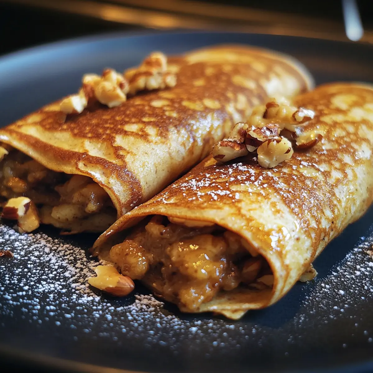 Date and Walnut Stuffed Whole Wheat Crepes