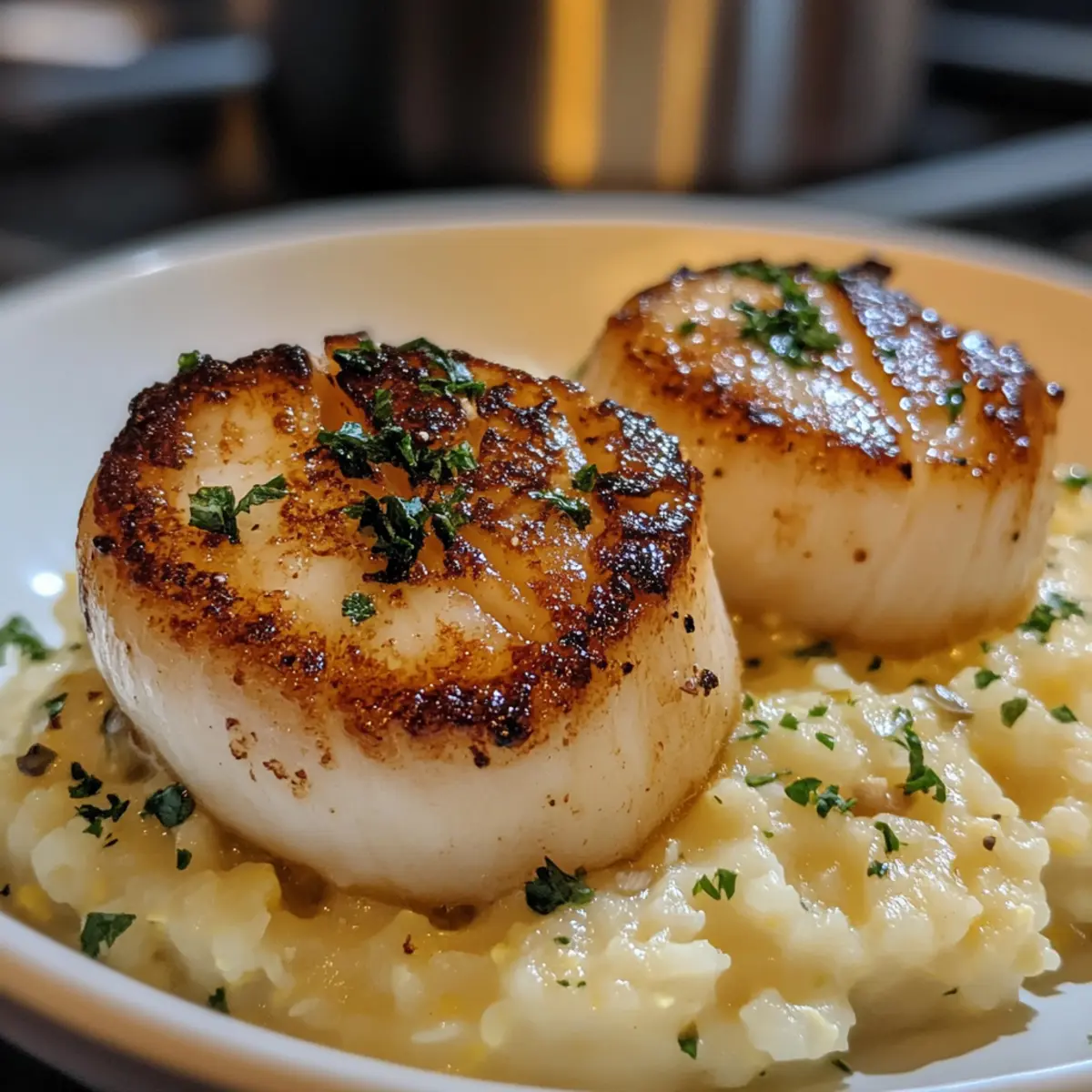 Seared Scallops with Cauliflower Risotto recipe