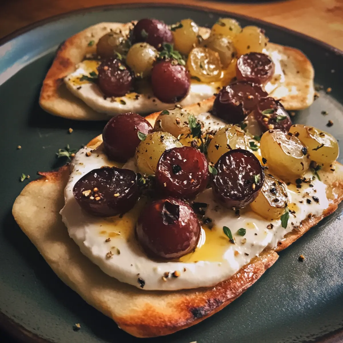 Labneh and Roasted Grape Flatbreads