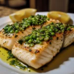 Buttery Baked Halibut with Pea Gremolata