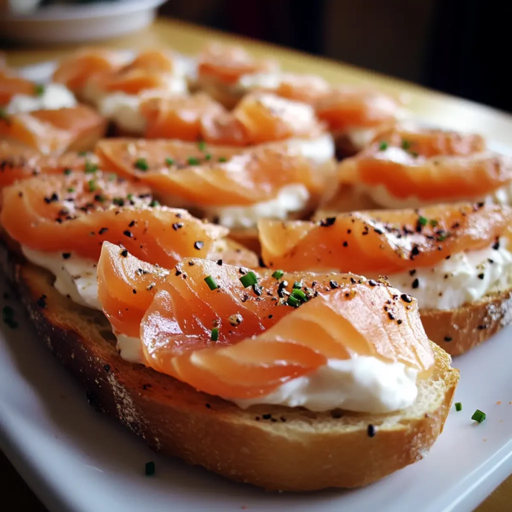 Smoked Salmon and Cream Cheese Crostini