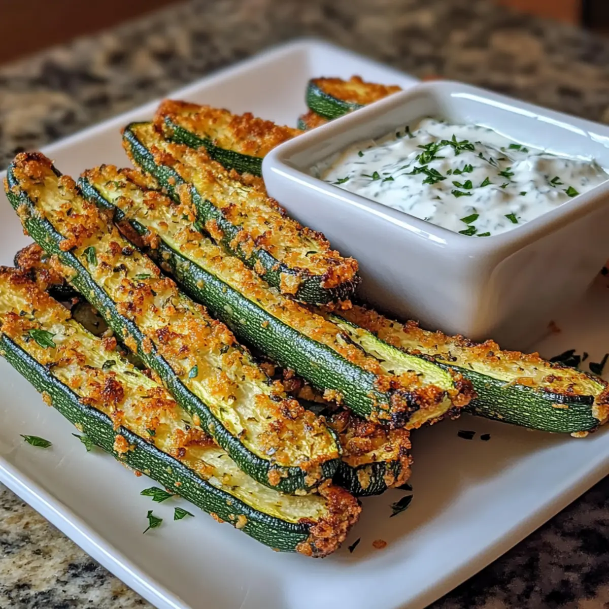 Air-Fried Zucchini Fries with Greek Yogurt Dip