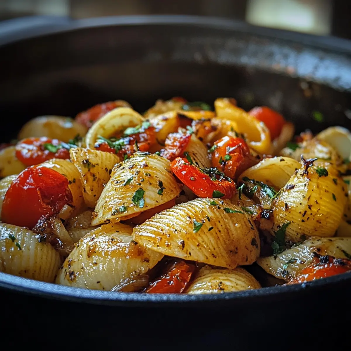 Shells and Roasted Tomato Garlic Pot
