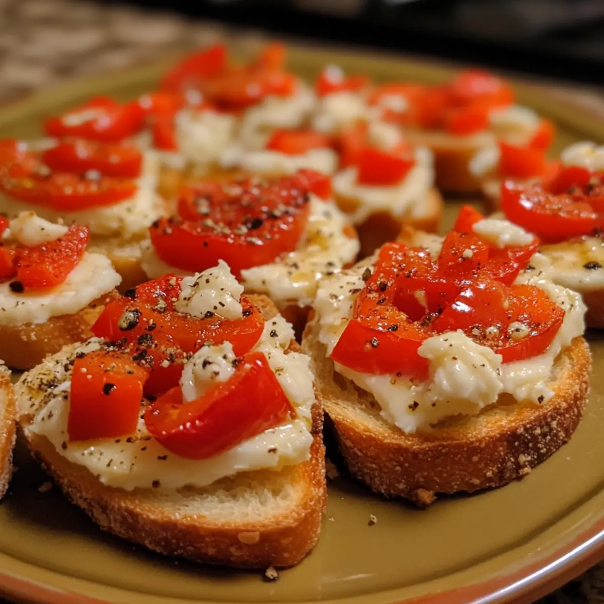Roasted Red Pepper and Goat Cheese Crostini