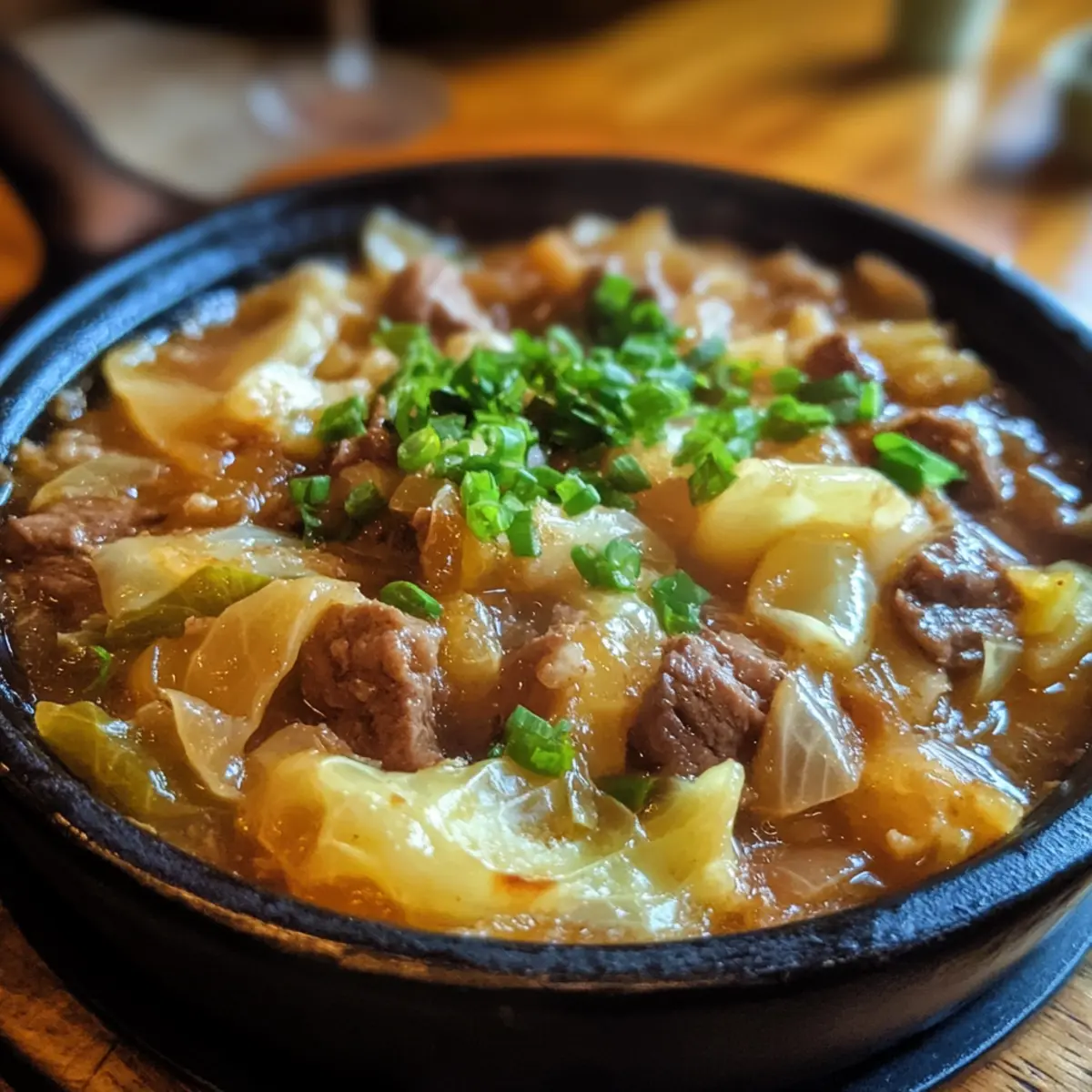 Savory Beef and Cabbage Hotpot