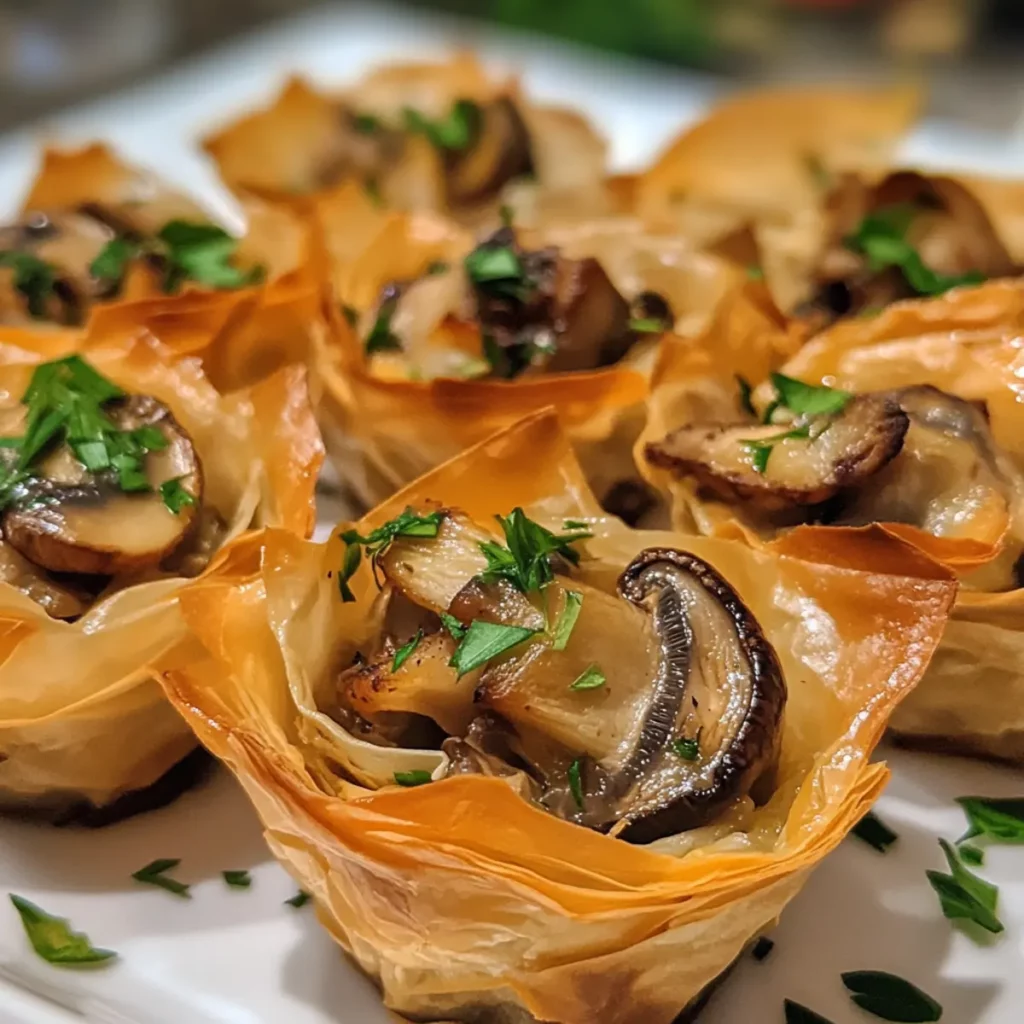 Vegetarian Mushroom-Stuffed Phyllo Cups
