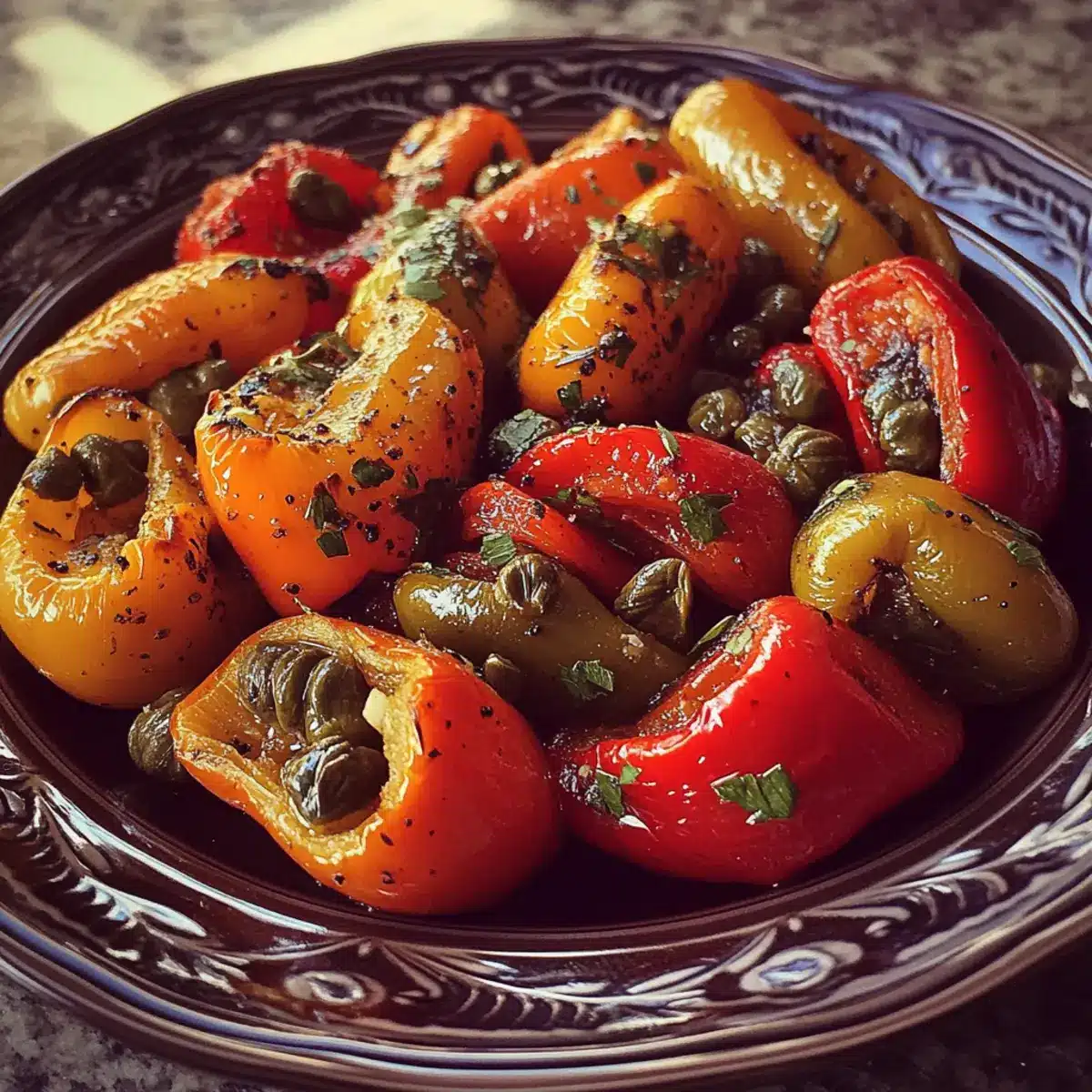 Roasted Peppers with Capers and Garlic