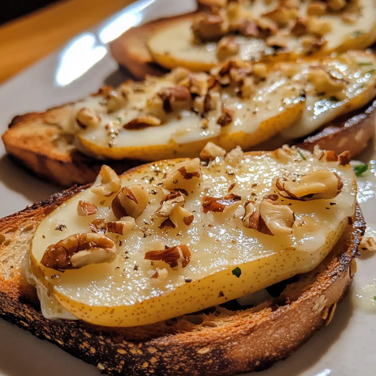 Toasted Walnut and Gorgonzola Pear Toasts