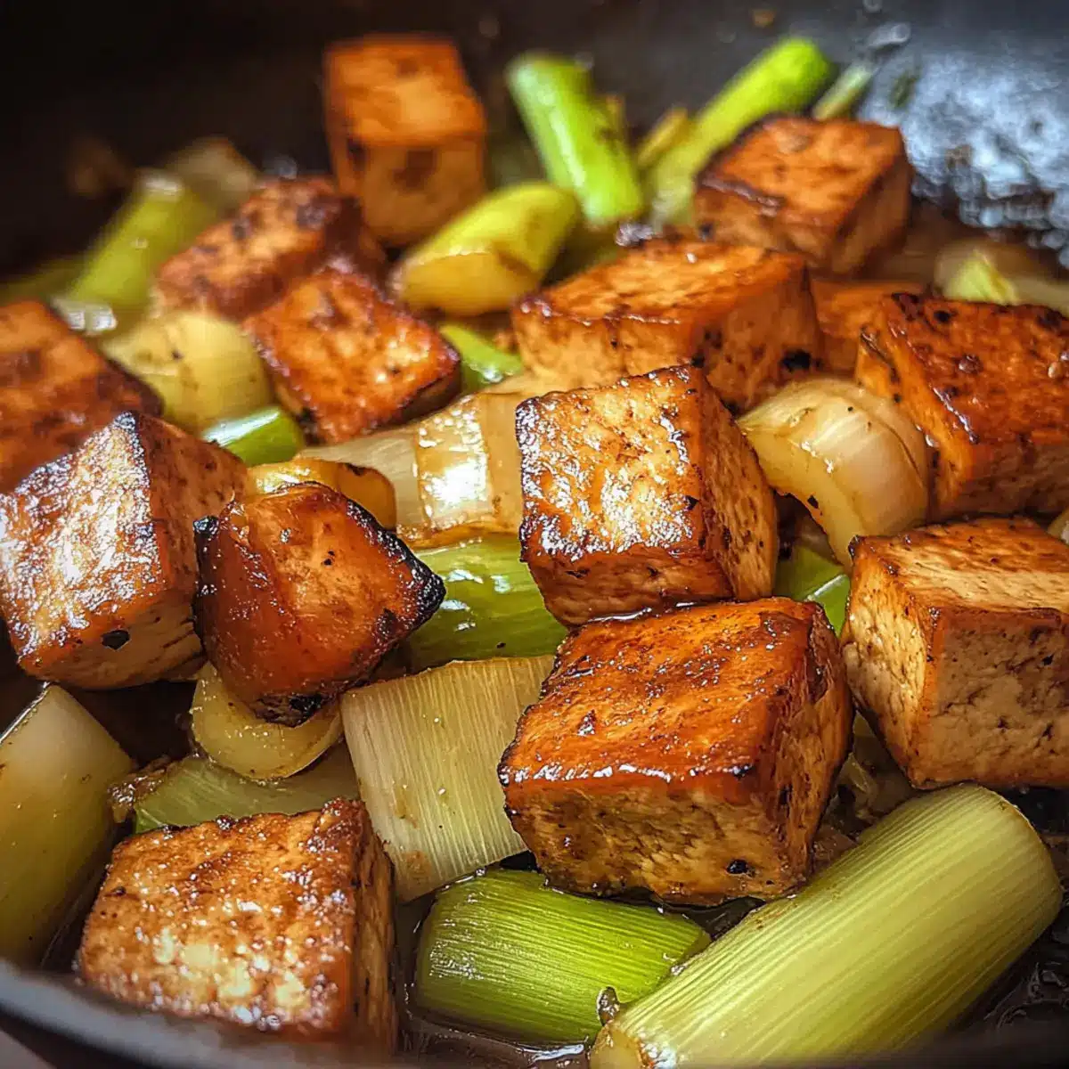 Smoked Tofu and Leek Sizzle