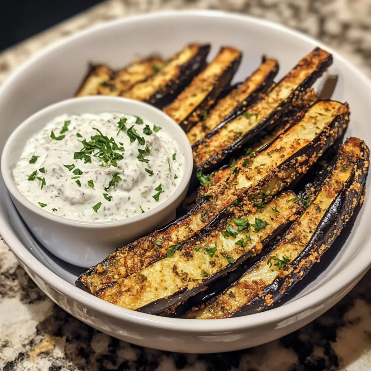 Air-Fried Eggplant Fries with Tzatziki