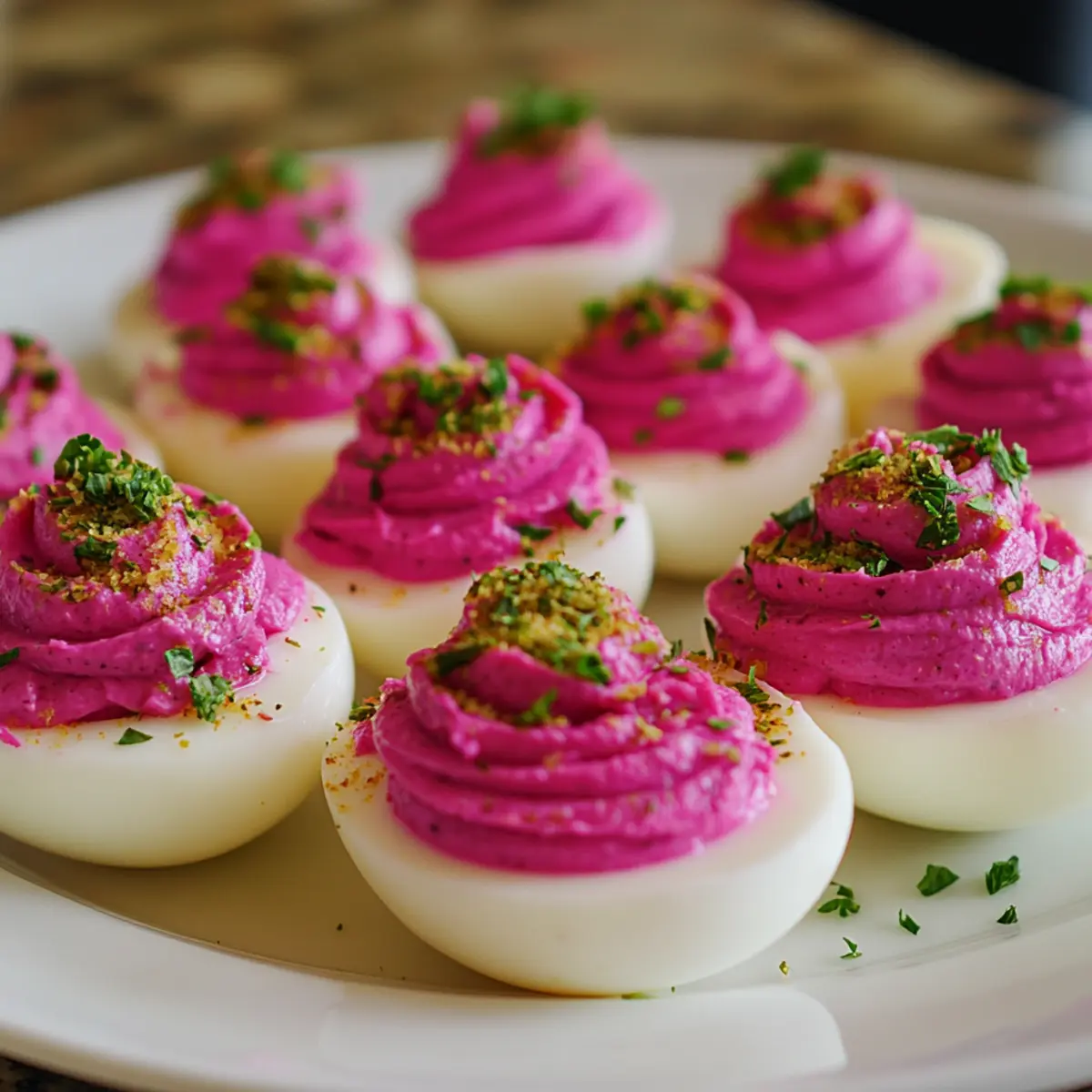 Beet-Pickled Pink Deviled Eggs (Stunning natural pink color)