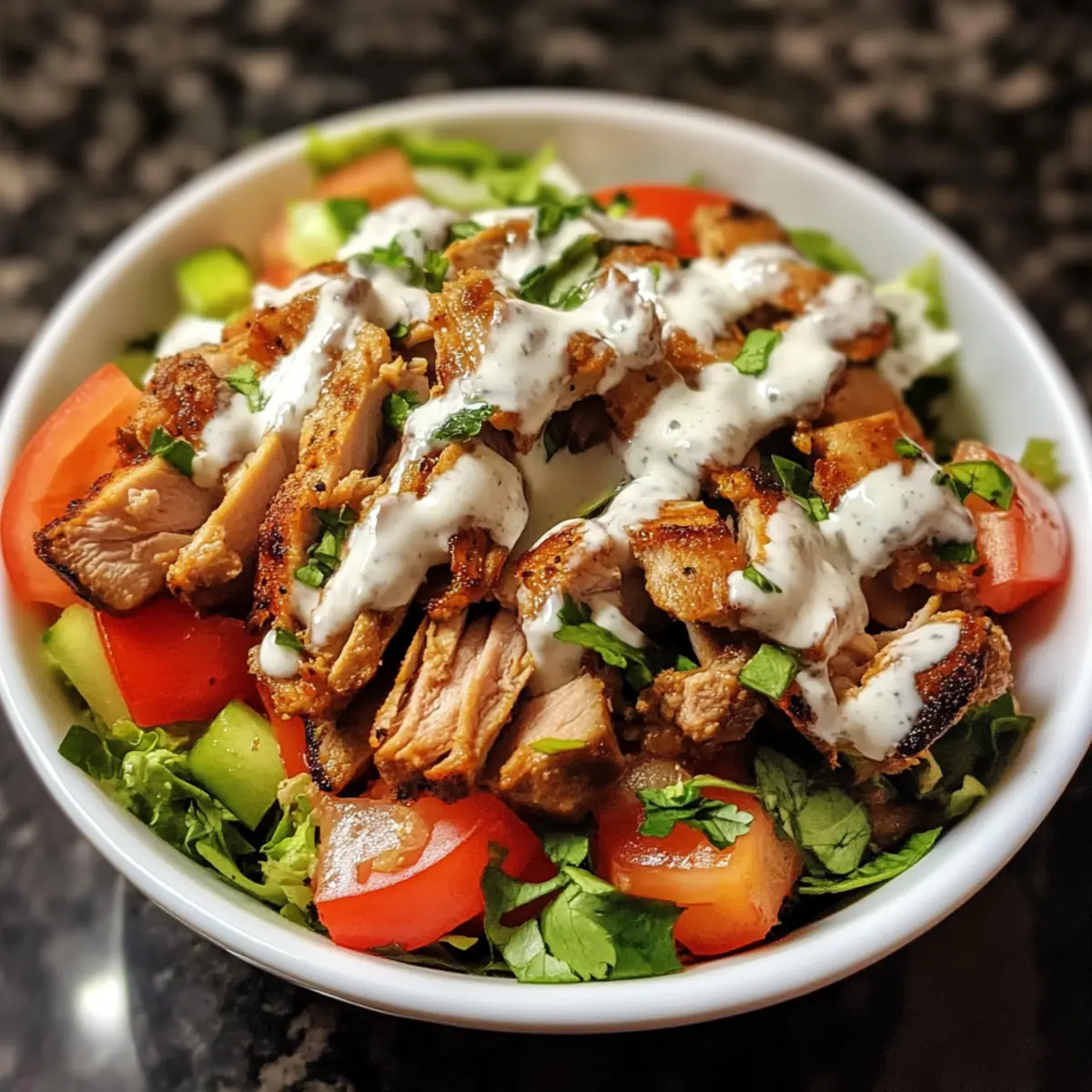 Chicken Shawarma Salad Bowls with Garlic Sauce recipe