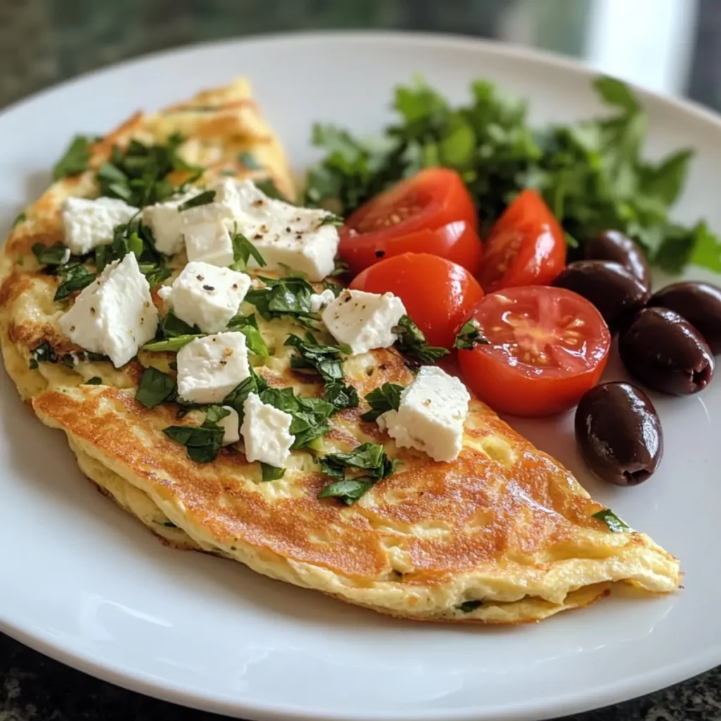 Greek Salad Omelet (Feta, Olive, Tomato)