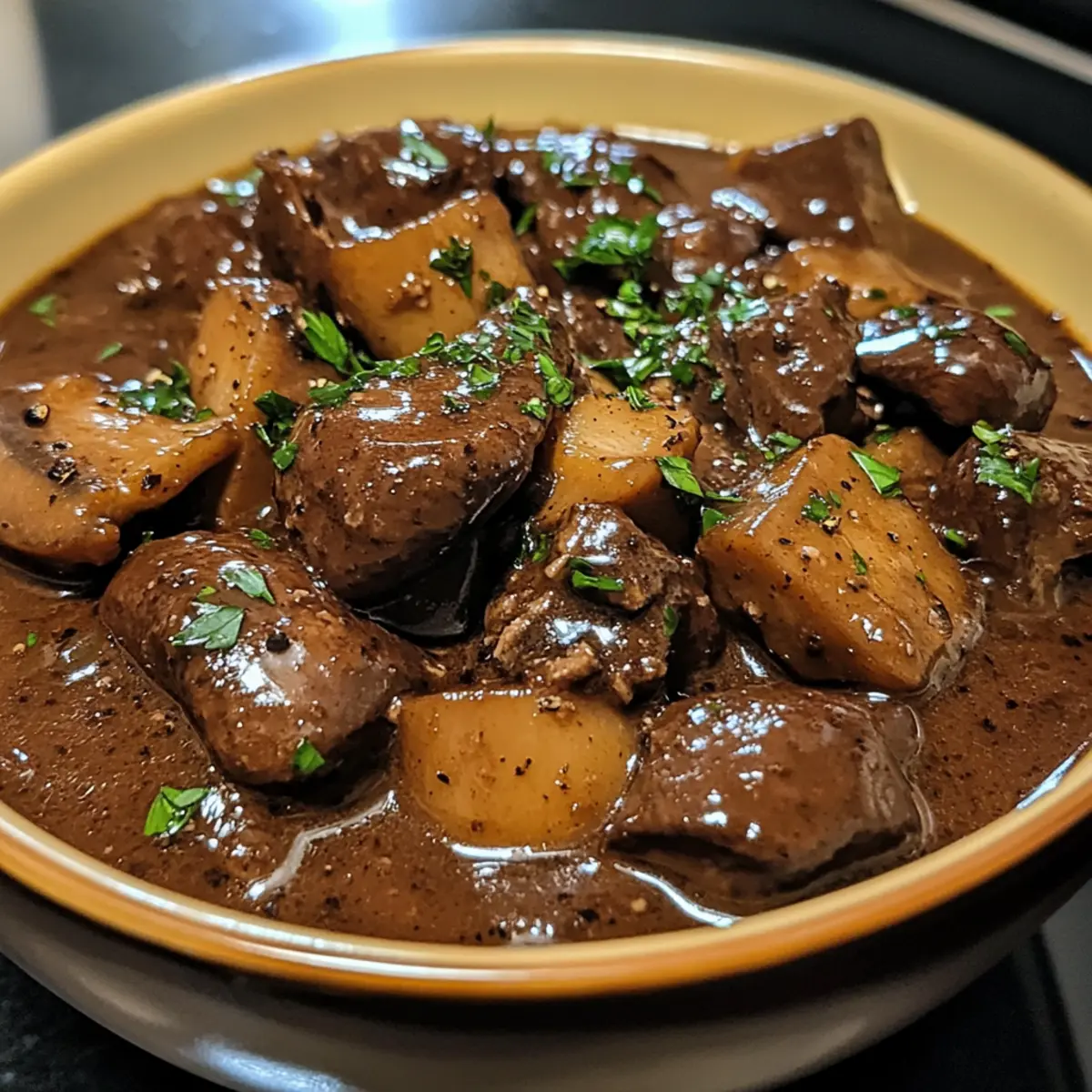 Black Pepper Beef and Mushroom Stew