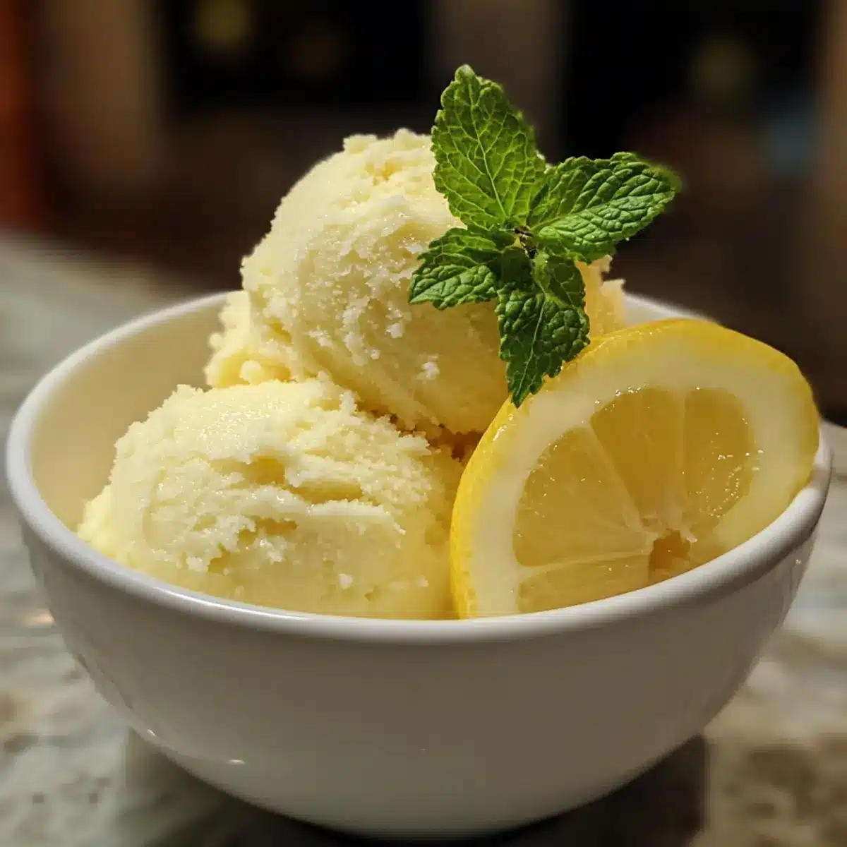 Lemon Mint Sorbet (Sugar-Free)