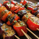 Roasted Red Pepper and Eggplant Skewers