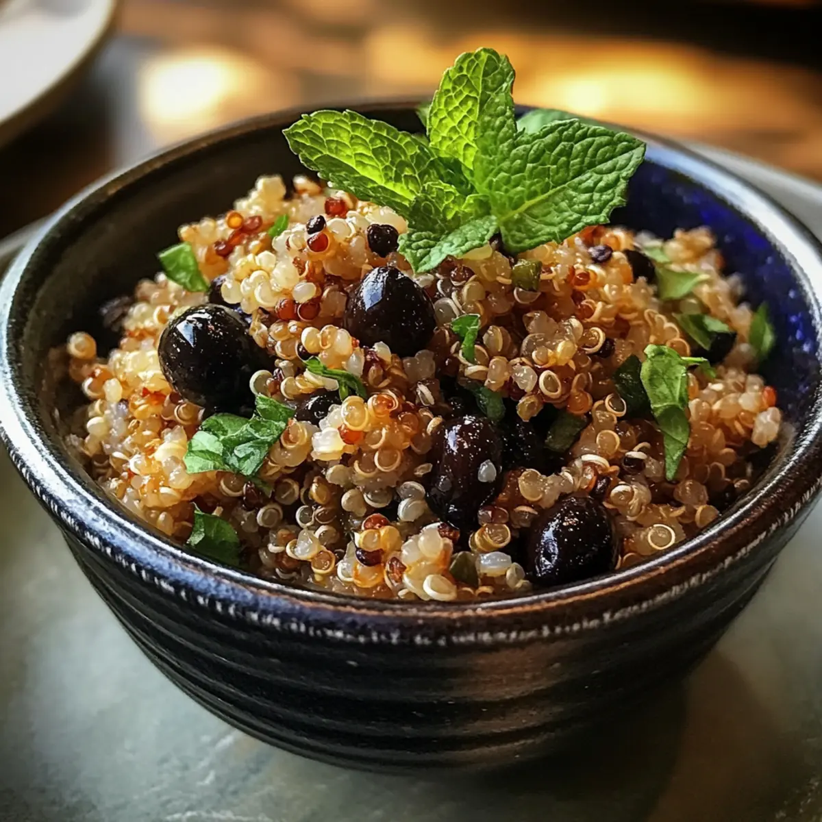 Quinoa with Black Olives and Mint
