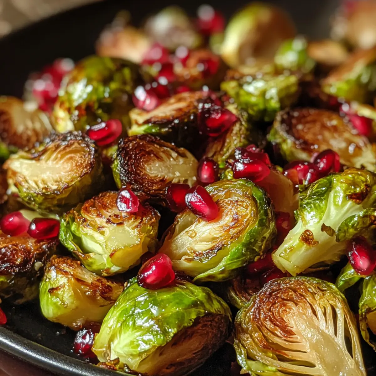 Roasted Brussels Sprouts with Pomegranate Arils
